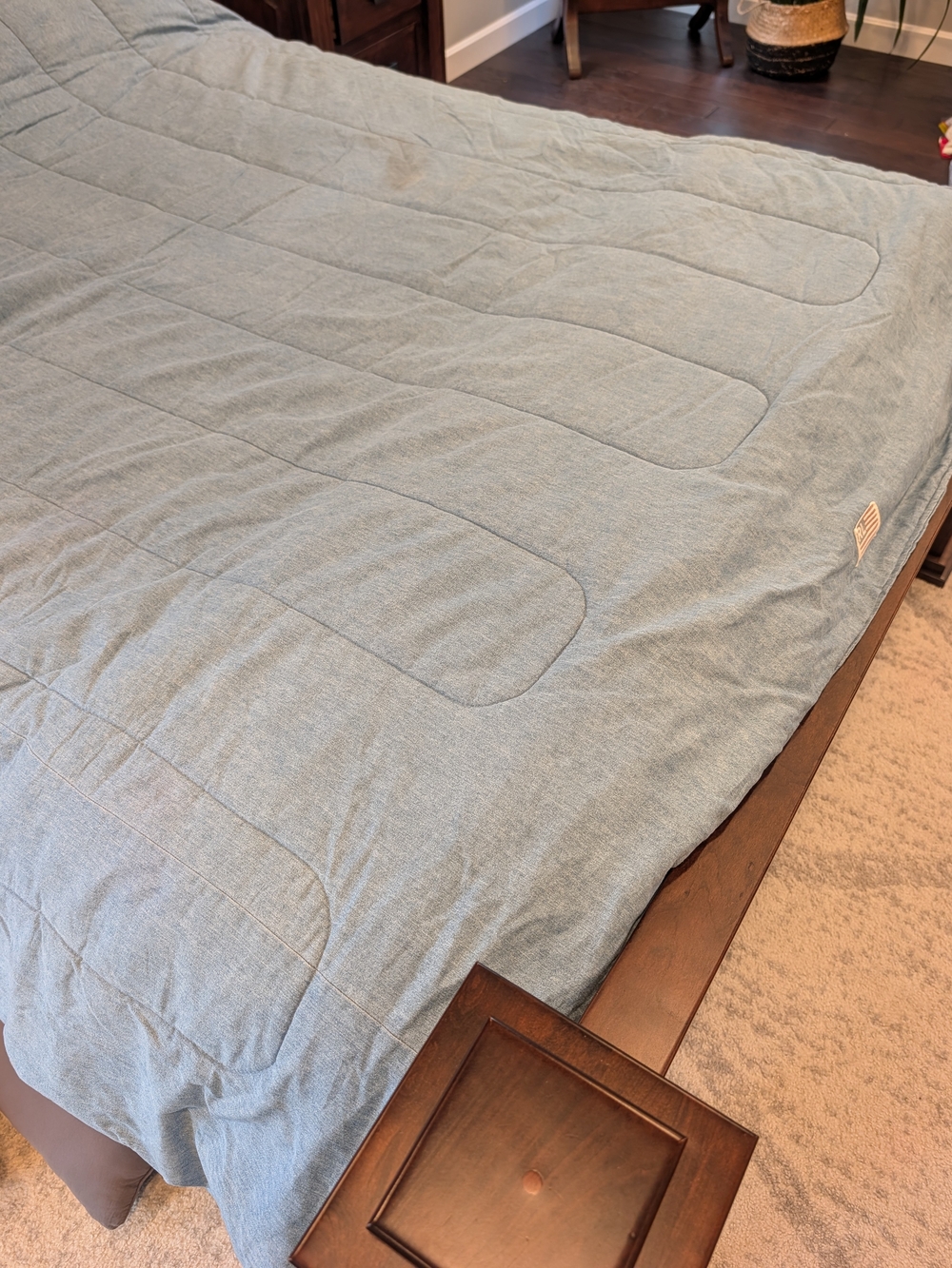 RALPH LAUREN Denim Chambray Comforter Full/Queen Bed Spread with RL Flag Patch - Picture 7 of 13